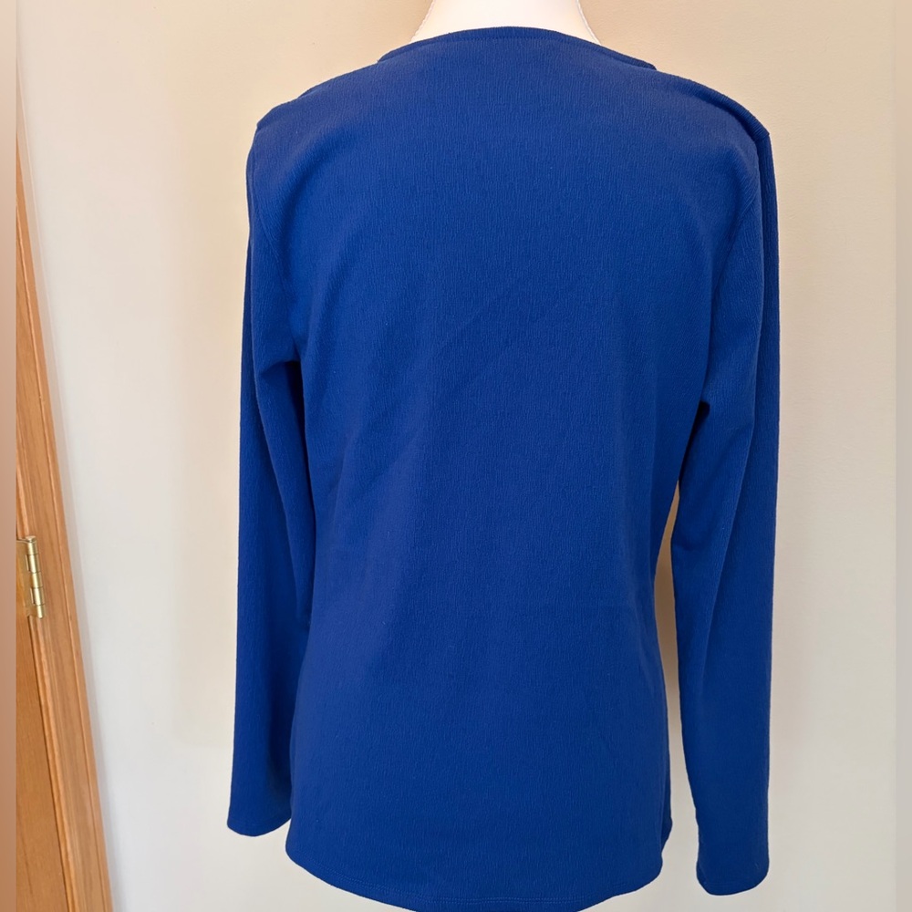 #214 Peace Love World Royal Blue Twist Long Sleeve Top. Like New - Picture 5 of 10